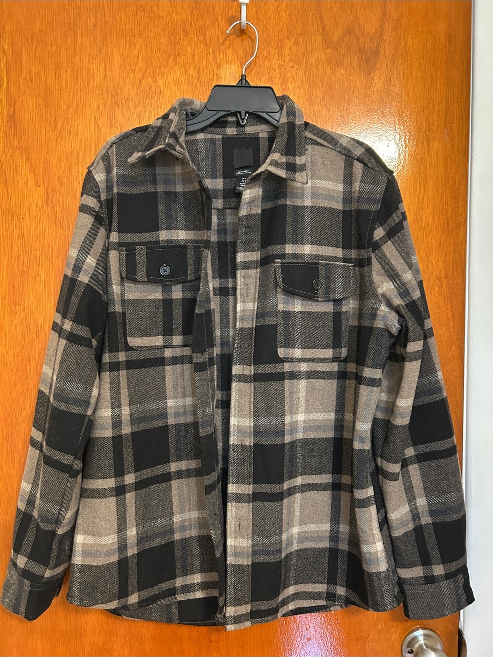 H&M Black and Brown Plaid flannel Shirt Jacket